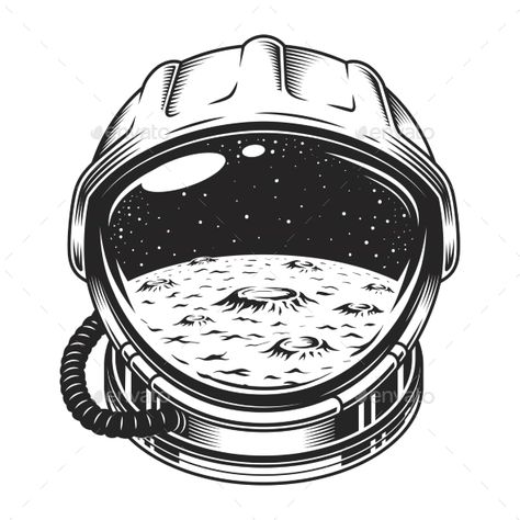 Vintage Space Helmet Concept Vintage space helmet concept with moon and galaxy landscape isolated vector illu #Space, #Vintage, #Concept, #Helmet Moon And Galaxy, Helmet Drawing, Helmet Tattoo, Astronaut Illustration, Space Helmet, Astronaut Tattoo, Helmet Concept, Astronaut Helmet, Vintage Helmet