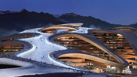 Ski Village, Urban Culture, Zaha Hadid Architects, Jw Marriott, Winter Games, Zaha Hadid, Futurism, Jeddah, In The Desert