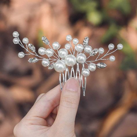 Rhinestone Hairpiece, Hair Accessories For Brides, Rhinestone Hair Clips, Pearl Hair Comb Wedding, Bridesmaid Hair Comb, Side Comb, Pearl Hair Combs, Rhinestone Hair Comb, Wedding Hair Comb