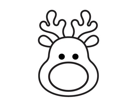 Cute Christmas Drawings Easy, Reindeer Outline, Reindeer Drawing, Easy Christmas Drawings, Christmas Shapes, Reindeer Svg, Christmas Shirt Svg, Cute Reindeer, Christmas Drawing