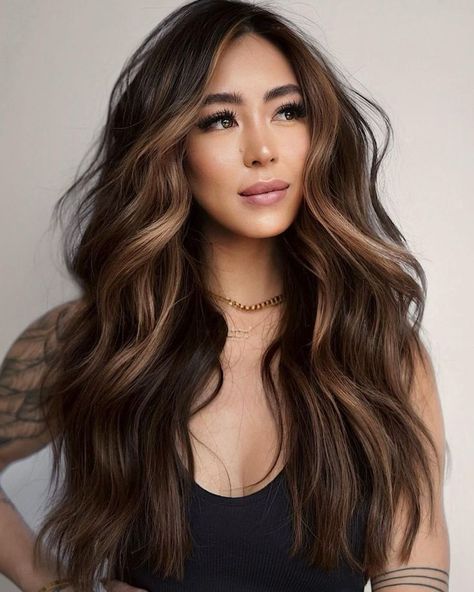 Brown Balayage Hair Extensions, Lighter Brown Hair Color, Lighter Brown Hair, Rambut Brunette, Beige Hair, Icy Blonde Hair, Dark Brunette Hair, Bronde Balayage, Hair Color Caramel