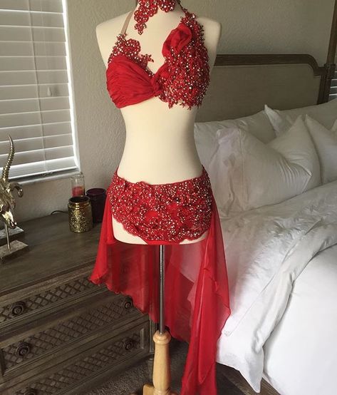 Beautiful red costume Red Dance Costumes, Contemporary Dance Outfits, Solo Dance Costumes, Cute Dance Costumes, Pretty Dance Costumes, Circus Outfits, Contemporary Dance Costumes, Custom Dance Costumes, Dance Attire