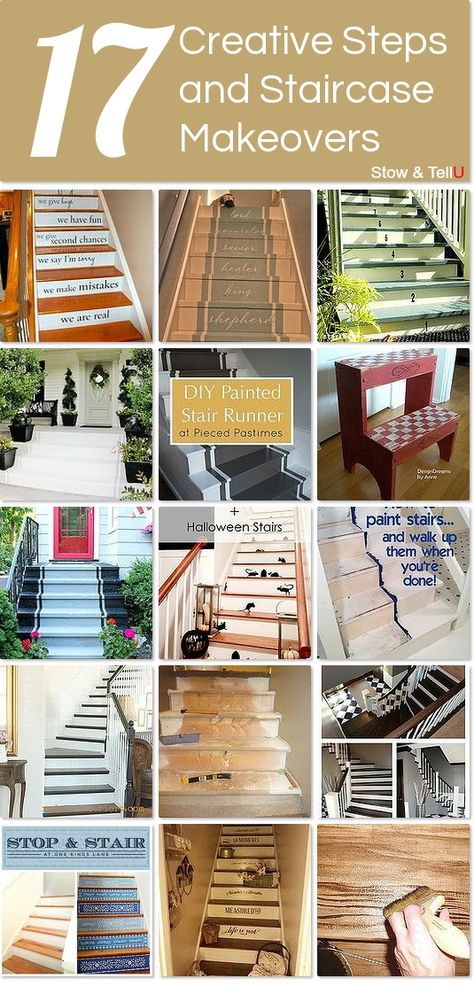 17 creative ideas for painting stairs Staircase Redo, Creative Steps, Painting Stairs, Basement Staircase, Ideas For Painting, Diy Pallet Sofa, Unique Murals, Stair Design, Diy Hanging Shelves