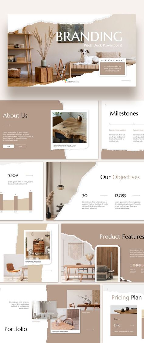 Interior Template Layout, Furniture Lookbook Layout, Interior Design Ppt Presentation, Interior Design Slide Presentation, Interior Presentation Template, Hygge Instagram Feed, Furniture Design Presentation Layout, Furniture Designer Portfolio, Brown Portfolio Design