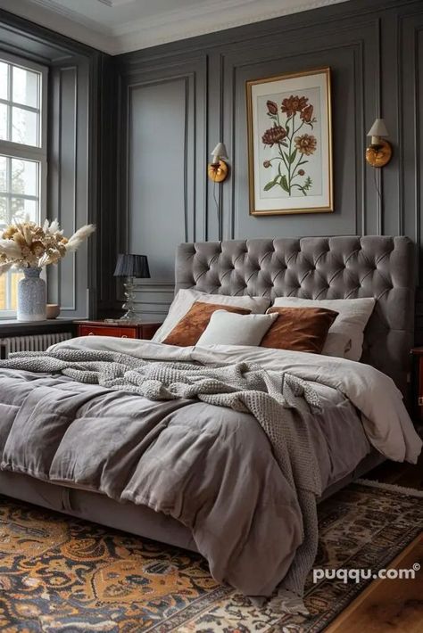 Grey Velvet Bedroom Ideas, Grey Velvet Bedroom, Velvet Bedroom Ideas, European Eclectic, Gray Bedroom Ideas, Green Cabin, Velvet Bedroom, Tranquil Bedroom, Sage Green Bedroom