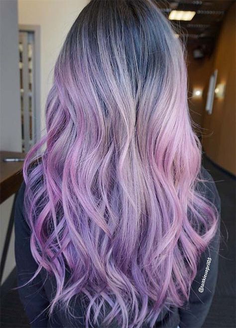 Balayage Colors, Pink And Purple Hair, Lavender Hair Colors, Epic Hair, Purple Balayage, Underlights Hair, Pink Blonde Hair, Ombre Purple, Colors Hair