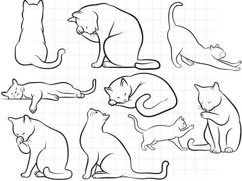 Cat Outline Tattoo, Silhouette Chat, Cat Line Art, Cat Outline, Elegant Cat, Cat Tattoo Designs, Black Cat Art, Cute Black Cats, Outline Drawings