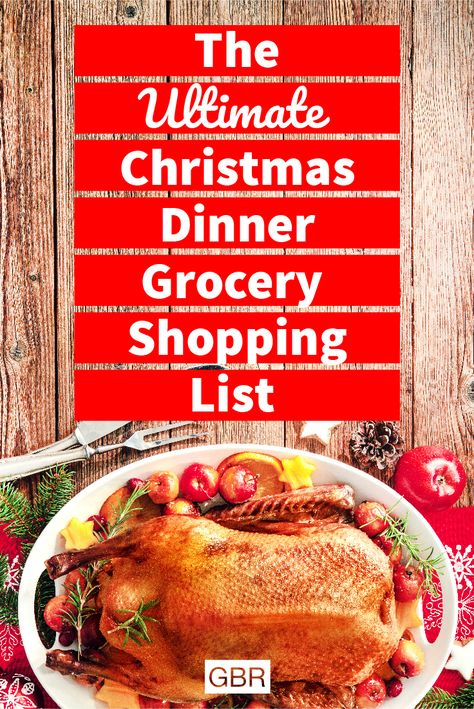 Christmas dinner grocery shopping can sometimes take a few trips. We've compiled a checklist, so you only have to make one, stress-free trip this year! #christmasdinner #ShoppingList Christmas Dinner Shopping List, Cheap Paleo Meals, Cheap Vegetarian Meals, Inexpensive Dinner Recipes, Easy Cheap Dinner Recipes, Inexpensive Dinners, Christmas Dinner Ideas, Easy Cheap Dinners, Christmas Dinner Menu