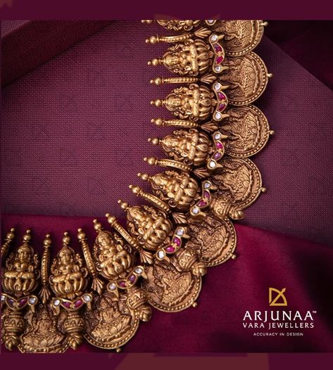 Latest Gold Antique Necklace Designs, Kasulaperu Jewellery, Kasula Peru, Gold Earing, Necklace Set Indian Bridal Jewelry, Kasu Mala, Antique Necklace Gold, Temple Jewellery Earrings, Gold Haram