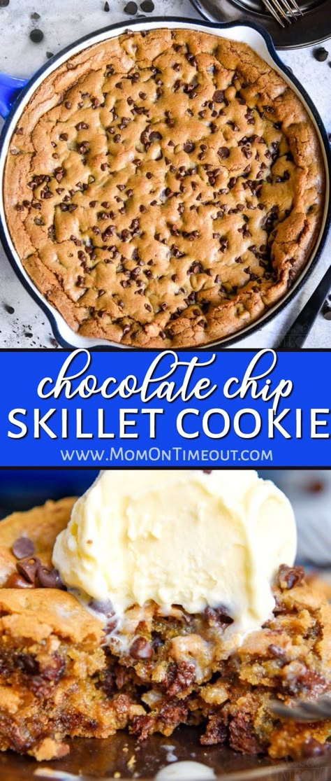 Pizookie Recipe, Adorable Desserts, Chocolate Chip Skillet Cookie, Skillet Cookie Recipe, Chocolate Chip Dip, Oven Top, Mom On Timeout, Skillet Chocolate Chip Cookie, Low Carb Peanut Butter