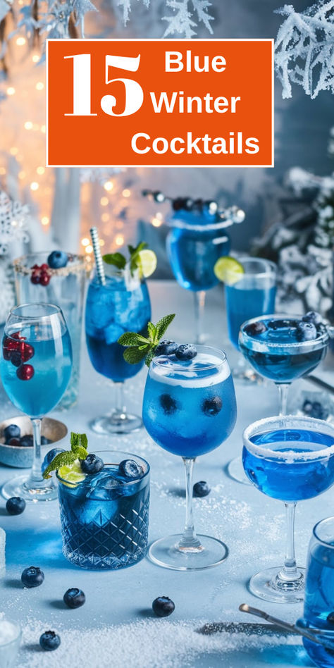 "Discover 15 stunning blue winter cocktails that will wow your guests during  the holidays! From vibrant Blue Curacao Christmas drinks to easy vodka  cocktails, these blue holiday cocktails are perfect for festive gatherings.  Impress your friends with delicious Blue Christmas drinks and cocktails  that bring a splash of color to your celebrations. Elevate your holiday  parties with these delightful Blue Curacao drinks and make every sip  memorable!" Blue Mixed Drinks Alcohol Hawaiian Punch, Blue Lemon Drop Drink, Blue Winter Drinks, Something Blue Drink, Blue Curacao Christmas Drinks, Christmas Drinks With Blue Curacao, Mixed Drinks With Blue Curacao, Blue Christmas Cocktail Recipe, Polar Bear Cocktail