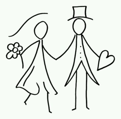 Husband and wife Stick Drawings, Stick People, Stick Figure Drawing, Wedding Cards Handmade, Wooden Stamps, Stick Figure, Trik Fotografi, Stick Figures, Doodle Drawings