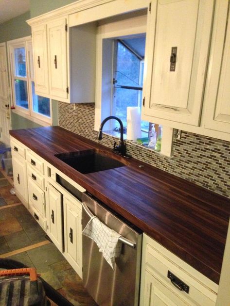 1000+ ideas about Wood Countertops on Pinterest | Countertops, Diy ... Dark Butcher Block, Walnut Butcher Block Countertops, Diy Wood Countertops, Block Countertops, Basement Kitchenette, Walnut Butcher Block, Outdoor Kitchen Countertops, Butcher Blocks, Outdoor Kitchen Appliances