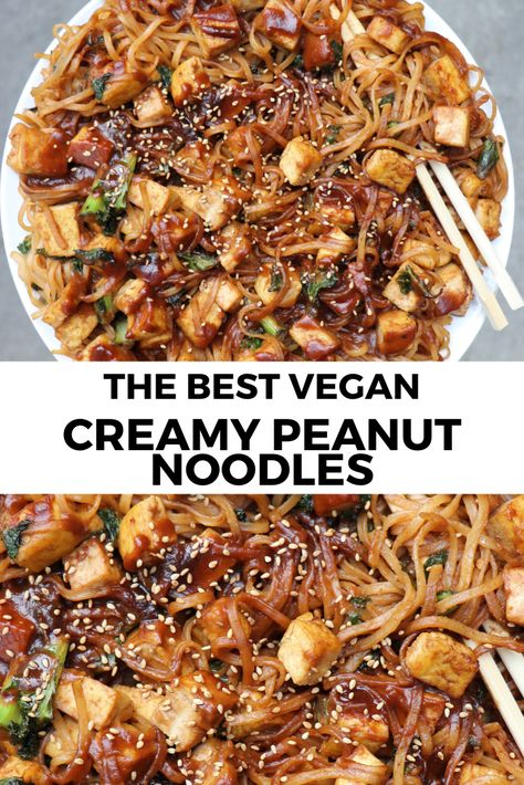 Peanut Noodles, Plant Based Diet Recipes, Vegan Main Dishes, Tasty Vegetarian Recipes, Idee Pasto Sano, Tofu Recipes, Veg Recipes, Vegan Cooking, Vegan Dinner Recipes