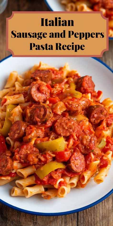 Savor the bold flavors of Italian Sausage and Peppers Pasta. Juicy sausage, sweet peppers, and a savory sauce come together for a deliciously satisfying dinner. Spaghetti And Sausage Recipe, Hot Sausage Recipes Dinners, Italian Sausage And Peppers Pasta, Recipes Using Italian Sausage, Hot Sausage Recipes, Sweet Italian Sausage Recipes, Peppers Pasta, Sausage And Peppers Pasta, Italian Sausage And Peppers