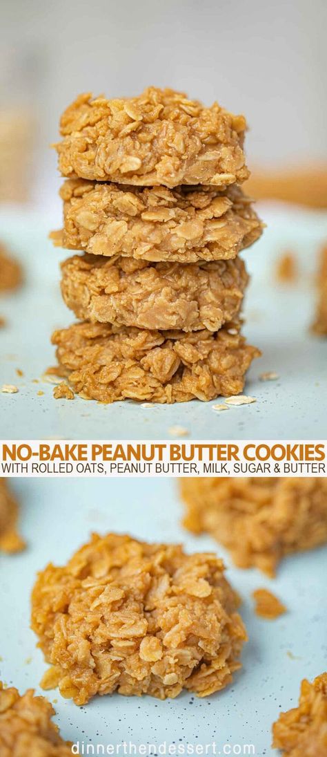 No Bake Peanut Butter Cookies, Oats Peanut Butter, Gf Cookies, Dinner Then Dessert, No Bake Peanut Butter, Tempura Batter, Peanut Butter No Bake, Homemade Vanilla Ice Cream, Energy Bar