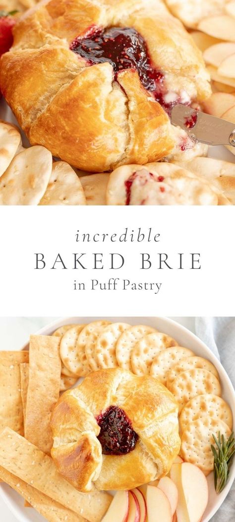 Bre Cheese Appetizers, Brie Recipes Baked, Brie Cheese Recipes Appetizers, Baked Brie Puff Pastry, Easy Baked Brie Recipe, Baked Brie In Puff Pastry, Brie In Puff Pastry, Easy Baked Brie, Brie Recipes Appetizers