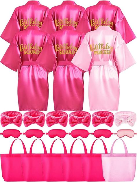 Amazon.com: Sintuff 24 Pcs Kids Spa Party Supplies for Girls 6 Spa Party Robes 6 Tote Bags 6 Headbands 6 Spa Masks : Clothing, Shoes & Jewelry Spa Party Gift Bag Ideas, Spa Birthday Party Ideas For Kids, Spa Themed Birthday Party, Spa Party Robes, Spa Day Party, Kids Spa Party, Spa Masks, Girl Spa Party, Decorative Cakes