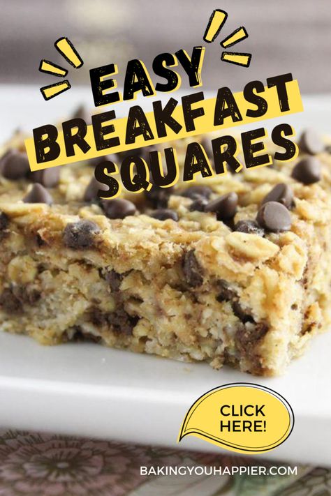 Chocolate Chip Breakfast Bars, Oatmeal Peanut Butter Chocolate Chip, Breakfast Squares, Cheap Baking, Chocolate Chip Breakfast, Breakfast Bars Healthy, Oatmeal Squares, Oatmeal Peanut Butter, A Healthy Breakfast