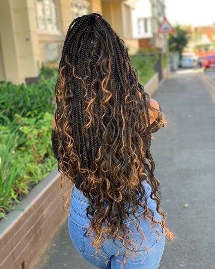 83 Box Braid Pictures That'll Help You Choose Your Next Style | Un-ruly Box Braids Medium Length, Braid Pictures, Braids With Curly Ends, Box Braids Pictures, Faux Loc, Honey Blond, Goddess Braids Hairstyles, Box Braids Hairstyles For Black Women, Braids Hairstyles Pictures