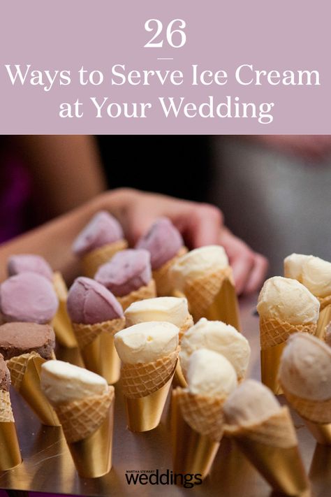 Dessert As Centerpieces Wedding, Serve Ice Cream At Party, How To Serve Ice Cream At A Wedding, Ice Cream Truck For Wedding, Wedding Ice Cream Sandwiches, Ice Cream Wedding Favors, Wedding Food Unique, Ice Cream Cake Wedding Cakes, Nontraditional Wedding Dessert