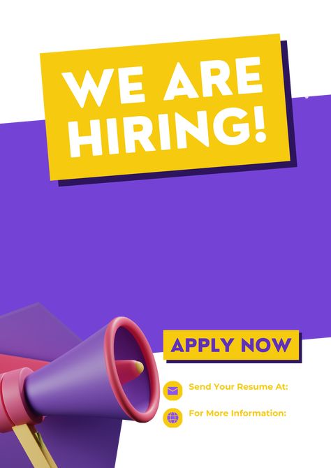 Yellow and purple we are hiring poster We Are Hiring Poster, Login Page Design, Hiring Poster, Standee Design, Job Poster, Education Day, Lord Wallpapers, Shiva Lord, Graphic Design Flyer