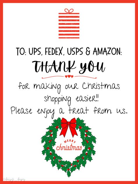 Thank You Delivery Drivers Printable Free, Delivery Driver Thank You, Thank You Delivery Drivers Printable, Delivery Driver Snack Cart, Delivery Driver Snack Sign, Rustic Glam Christmas, Christmas Thank You Gifts, Thank You Poster, Glam Christmas Decor