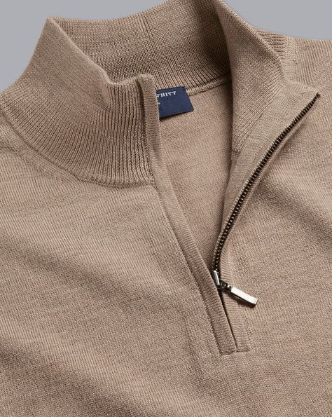 Zipper Outfit, Sweater Outfits Men, Polo Shirt Outfits, Khaki Pants Men, Charles Tyrwhitt, Men Stylish Dress, Dapper Men, Zippered Sweater, Quarter Zip Sweater