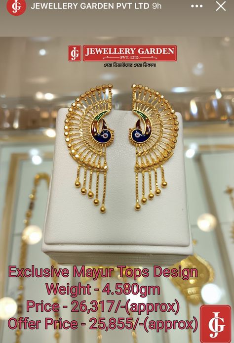 Anjali Jewellers, Gold Earcuffs Earrings Indian, Gold Earrings Indian, Unique Gold Jewelry Designs, Gold Jhumka Earrings, Gold Bridal Necklace, Gold Jewellry, Fancy Jewelry Necklace, Gold Mangalsutra Designs