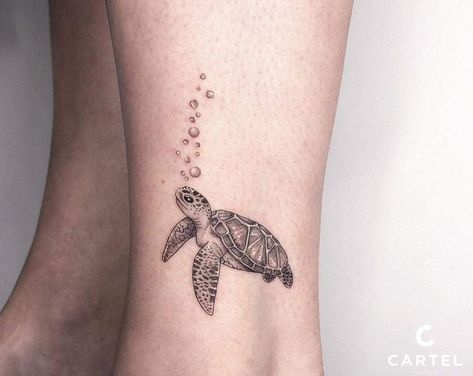 Turtle Ankle Tattoo, Turtle Tattoo Ideas, Small Turtle Tattoo, Ankle Tattoo Men, Tortoise Tattoo, Turtle Tattoos, Sea Turtle Tattoo, Turtle Tattoo Designs, Small Turtle