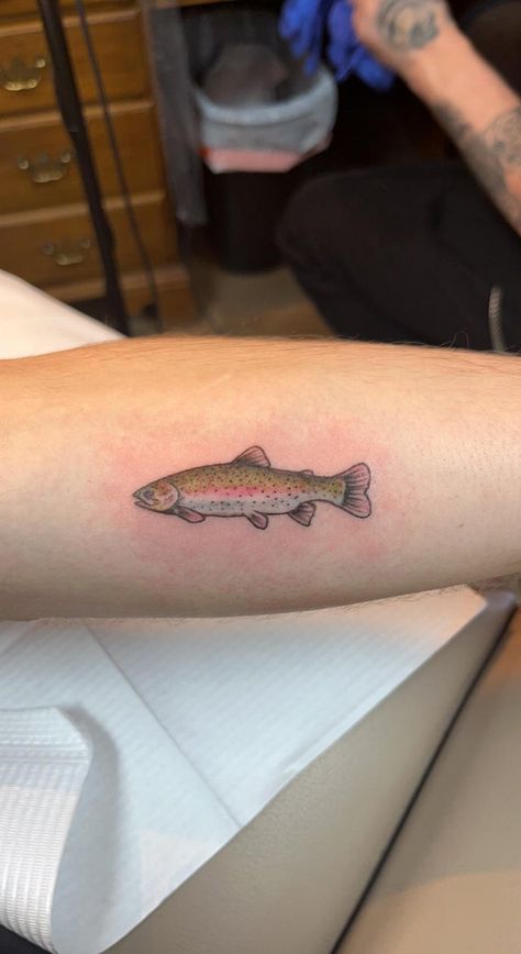 Mosaic Tattoo, Small Fish Tattoos, Trout Tattoo, Lake Tattoo, Shark Tattoos, Fish Tattoo, Matching Tattoo, Baby Tattoos, Time Tattoos