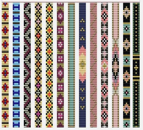 Loom Designs Bead, Bead Loom Patterns 5 Rows, 7 Row Bead Loom Patterns, Loom Bead Bracelet Patterns, Bead Loom Designs Free Pattern, Bead Loom Patterns Beginner, Bead Loom Patterns Free, Loom Bead Bracelet, Beaded Belts Patterns