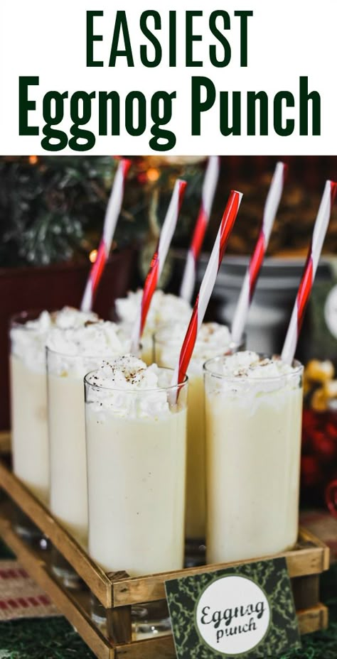 Egg Nog Punch Bowl, Eggnog Punch With Alcohol, Egg Nog Punch, Eggnog Punch, Christmas Party Punch, Party Punch Recipe, Alcoholic Eggnog, Eggnog Cocktail, Party Punches