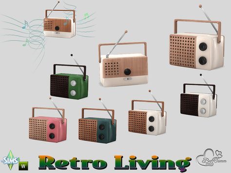 BuffSumm's Retro Living Radio Ts4 Retro Furniture, Sims 4 Cc Retro Decor, Retro Sims 4 Cc, Sims 4 Decades Challenge, Sims 4 Clutter, The Sims 4 Packs, Sims 4 Mm Cc, Tumblr Sims 4, Free Sims