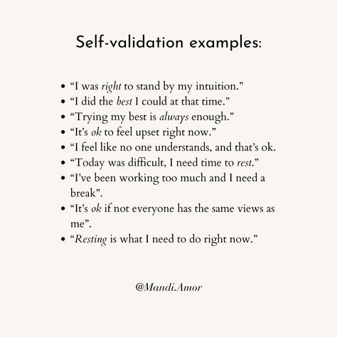 Being your best supporter is essential for self-confidence. The best way to do this is through foundational affirmations in order to practice self-validation. This helps us validate our worth and through doing this we develop the ability to celebrate our achievements more and more. The more and more we reinforce our self-worth, the brain transmits exactly the right feel-good hormones which in turn make us feel even happier. It’s always lovely to have self-validation from others, and the re... Affirmation For Self Worth, Your Doing Your Best Quotes, Self Trust Affirmation, Self Validation Affirmations, Validation Affirmations, Healing Affirmations Self Love, Self Validation Quotes, Soothing Playlist, Validating Feelings