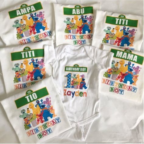 Sesame Street Birthday Party Ideas Boy, Elmo Shirt, Elmo Birthday Party Boy, Elmo First Birthday, Birthday Family Shirts, Cookie Monster Party, Elmo Birthday Party, Birthday Boy Shirt, Sesame Street Birthday Party