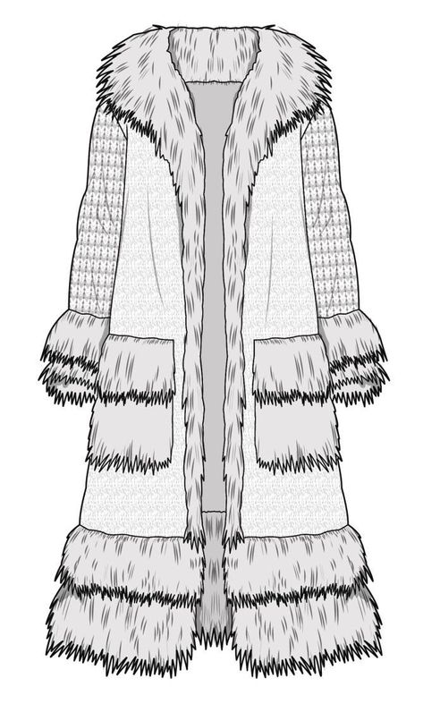 Fur Jacket Drawing, Digital Fashion Sketch, Underwater Ecosystem, Apre Ski, How To Draw Fur, Fur Jacket Outfit, Jacket Drawing, Christmas Drawings, Puffer Jacket Outfit