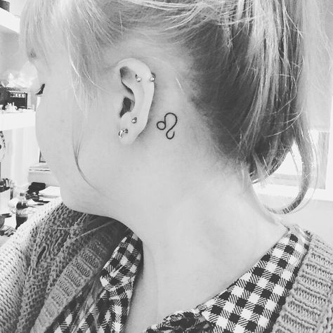 Leo Behind Ear Tattoo, Leo Ear Tattoo, Leo Tattoo Behind Ear, Tattoo Zodiac Leo, Tattoos Leo Zodiac, Leo Zodiac Tattoos For Women, Tattoos For Women Behind Ear, Zodiac Tattoos For Women, Leo Symbol Tattoos