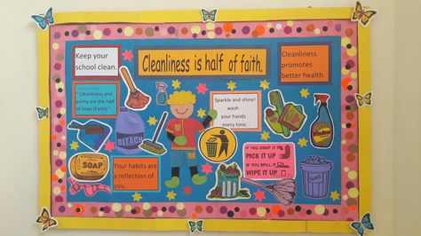 Health And Cleanliness Poster, Cleanliness Chart For School, Cleanliness Poster Ideas For School, Health And Cleanliness Project, Cleanliness Poster Ideas For Kids, Cleanliness Poster Ideas, Quran Rules, Notice Board Ideas, Easy Cute Drawings