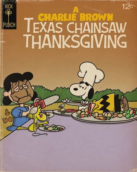 Horror Thanksgiving, Thanksgiving Charlie Brown, Charlie Brown Thanksgiving, Horror Cartoon, Halloween Wallpaper Iphone Backgrounds, Scary Movie Characters, Movie Artwork, Texas Chainsaw, Peanuts Cartoon