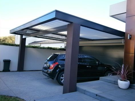 Carport Design, Carport Aluminium, Garage Design Ideas, Car Porch Design, Carport Modern, Modern Carport, Car Ports, Pergola Carport, Garage Roof