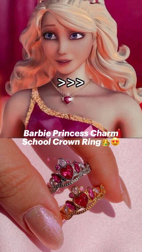 Princess Charm School Crown, Barbie Princess Charm School, Princess Charm School, Charm School, Barbie Princess, Crown Ring, Butterfly Ring, Crown, Ring