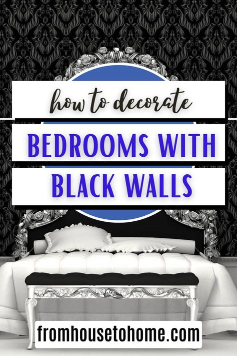 14 Tips For Decorating With Black Bedroom Walls | Decorating Ideas For The Home Black Bedroom Walls, Boho Glam Bedroom, Decorating With Black, Black Bedroom Ideas, Black Walls Bedroom, Dramatic Bedroom, Bedroom Ideas Luxury, Black Room Decor, Painted Ceilings