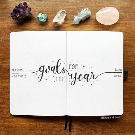 Bullet Journal Goals, Bullet Journal Goals Page, Bullet Journal Yearly, Journal Goals, Goals For The Year, Bullet Journal Headers, Be More Mindful, January Bullet Journal, Bullet Journal 2020