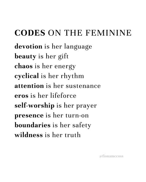 Codes on the Feminine Divine Feminine Quotes, Womens Empowerment, Wild Feminine, Feminine Embodiment, Divine Feminine Goddess, Feminine Quotes, Divine Goddess, Divine Feminine Spirituality, Masculine Feminine