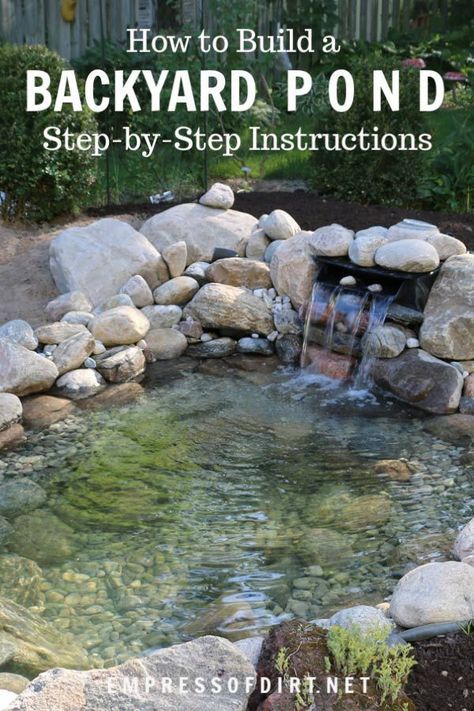 Diy Ponds Backyard, Building A Pond, Backyard Pond, Garden Pond Design, Outdoor Ponds, Turtle Pond, Diy Pond, Pond Waterfall, Pond Landscaping