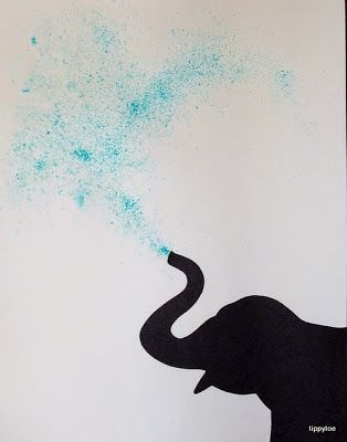 Sprinkle blue jello or kool-aid powder on paper, spray with water and add elephant silhouette! Blue Jello, Melted Crayon Art, Zoo Theme, Elephant Silhouette, Deco Jungle, Elephant Drawing, Crayon Art Melted, Crayon Art, Melting Crayons