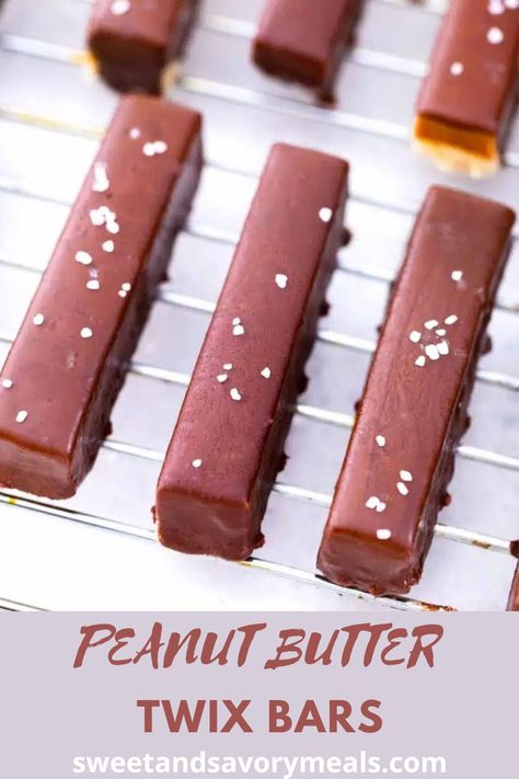 Peanut Butter Twix Recipe, Homemade Peanut Butter Twix Bars, Peanut Butter Twix Bars, Twix Recipe, Peanut Butter Twix, Pink Party Foods, Yummy Nummies, Healthiest Nut Butter, Homemade Twix Bars