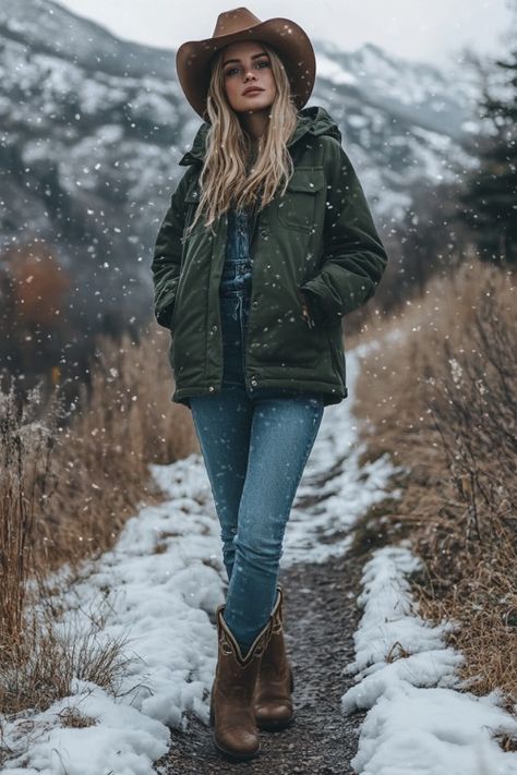 Western Cozy Outfits, Outdoorsy Winter Outfits, Mountain Clothing Style, Montana Aesthetic Outfits, Montana Winter Outfits, Western Outfits Winter, Montana Outfits, Winter Cowgirl, Montana Aesthetic