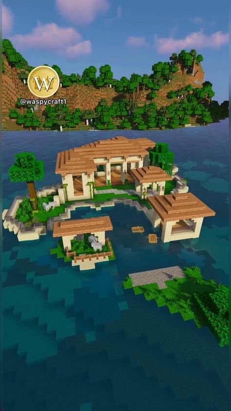 Small Island House, Minecraft Water House, Minecraft Beach House, Minecraft Underwater, Modern Minecraft Houses, Case Minecraft, Minecraft Garden, Houses Minecraft, Luxury Island